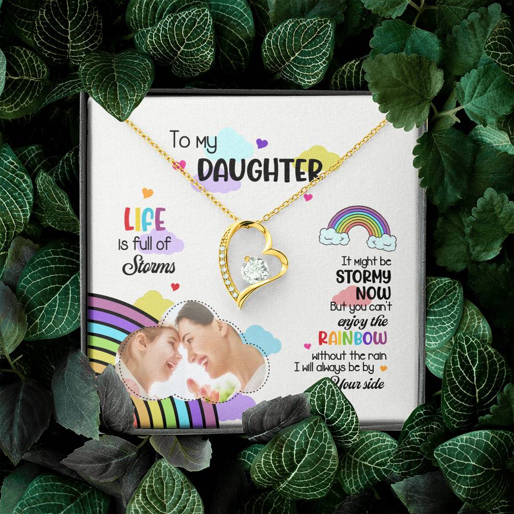 Custom Photo To My Daughter Necklace Ill Always Be by Your Side Forever Love Pendant Necklace