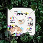 Custom Photo To My Daughter Necklace Ill Always Be by Your Side Interlocking Heart Pendant Necklace