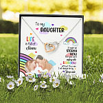 Custom Photo To My Daughter Necklace Ill Always Be by Your Side Interlocking Heart Pendant Necklace