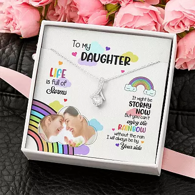 Custom Photo To My Daughter Necklace Ill Always Be by Your Side Alluring Beauty Necklace