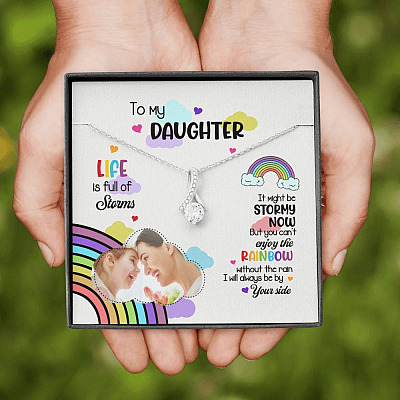 Custom Photo To My Daughter Necklace Ill Always Be by Your Side Alluring Beauty Necklace