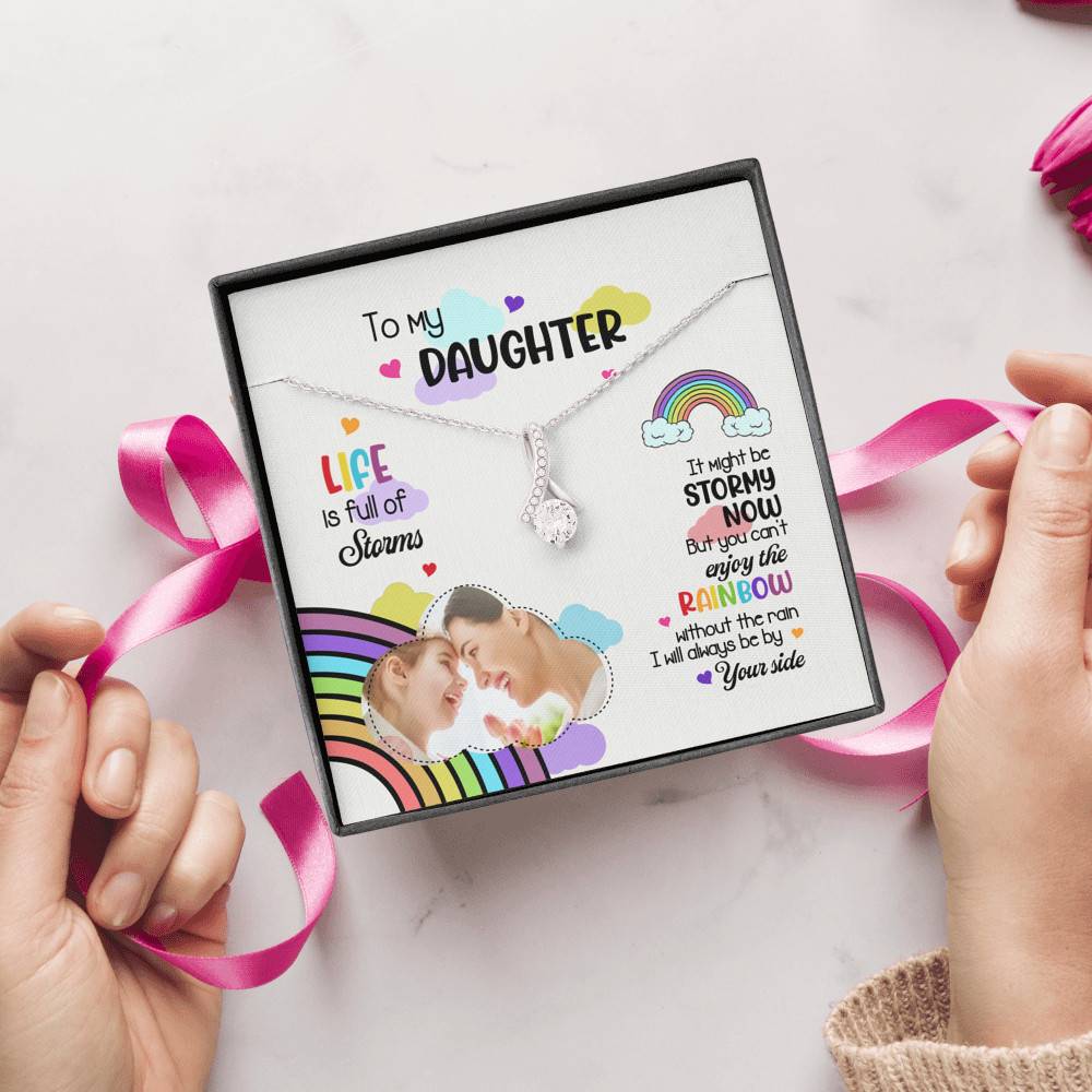 Custom Photo To My Daughter Necklace Ill Always Be by Your Side Alluring Beauty Necklace