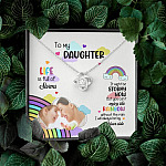 Custom Photo To My Daughter Necklace Ill Always Be by Your Side Love Knot Pendant Necklace