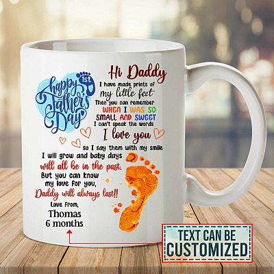 Alternative view of Personalized Hi Daddy I Have Made Prints Of My Little Feet Happy 1st Father's Day Coffee Mug - Travel Bottle