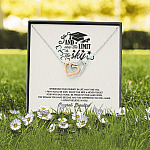Congratulations Graduation And Now The Limit Is The Sky Graduated Interlocking Hearts Necklace