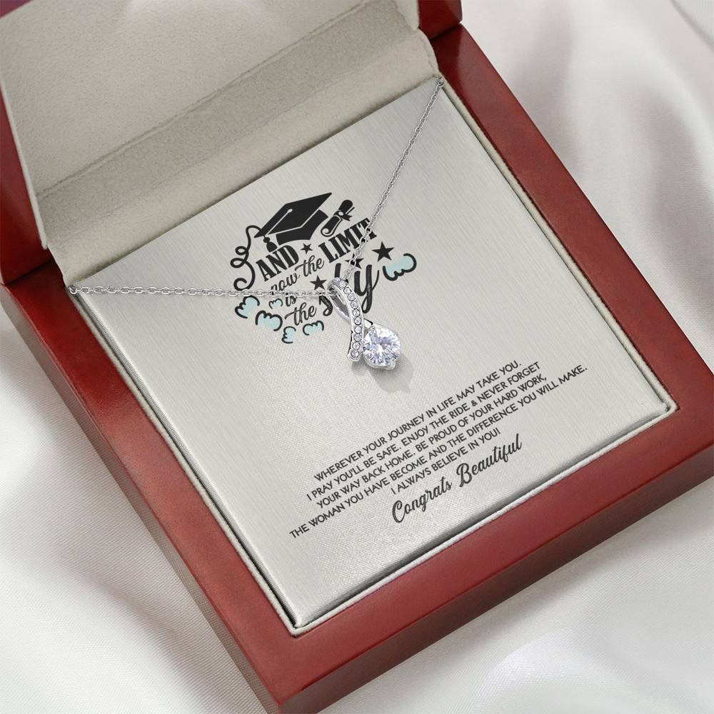 Congratulations Graduation And Now The Limit Is The Sky Graduated Alluring Pendant Necklace