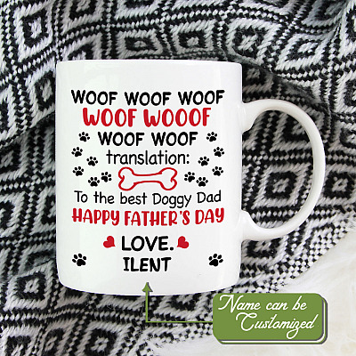 Alternative view of Personalized Woof To The Best Doggy Dad Happy Father's Day Ceramic Coffee Mug - Beer Stein - Water Bottle