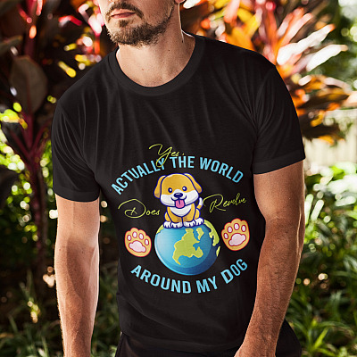 Alternative view of Yes Actually The World Does Revolve Around My Dog Shirt - Dog Lover Shirt