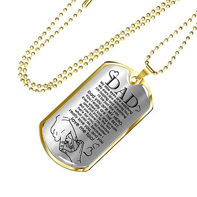 Dad My Little Eyes Are Watching My Ears Are Listening Too Dog Tag Pendant Necklace - Fathers Day Necklace