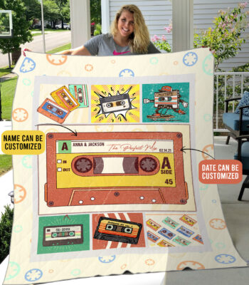 Personalized Couple the Perfect Mix Vintage Mixtapes Fleece Blanket - Mink Sherpa Blanket - Woven Blanket