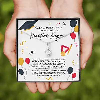 Masters Graduation Never Underestimate a Woman with Masters Degree Alluring Beauty Necklace