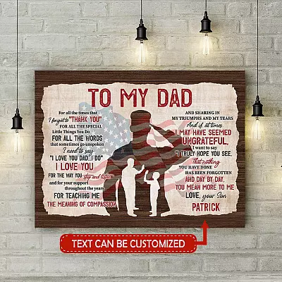 Personalized Military US Soldier Son To My Dad For All The Times That I Forgot To Thank You Canvas - Unframed Poster