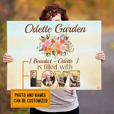 Personalized Photo Grandma's Garden Flowers Grandkids Names Customized Framed Canvas Unframed Poster Wall Art