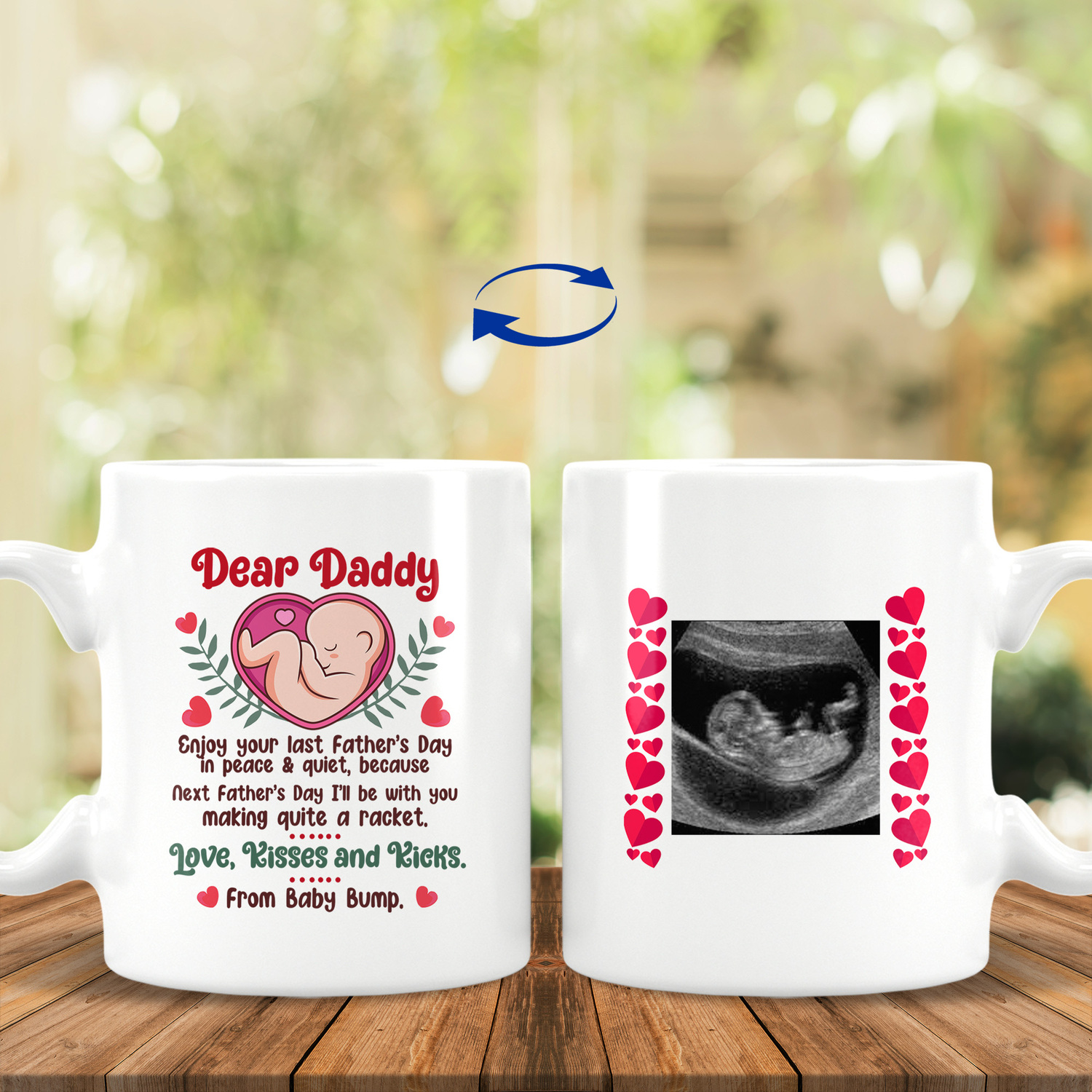 Custom Photo Dear Daddy Next, White, 11 oz. White Mug