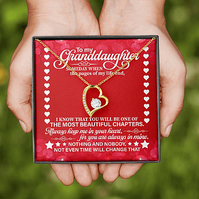 To My Granddaughter Someday When the Pages of My Life End Forever Love Pendant Necklace