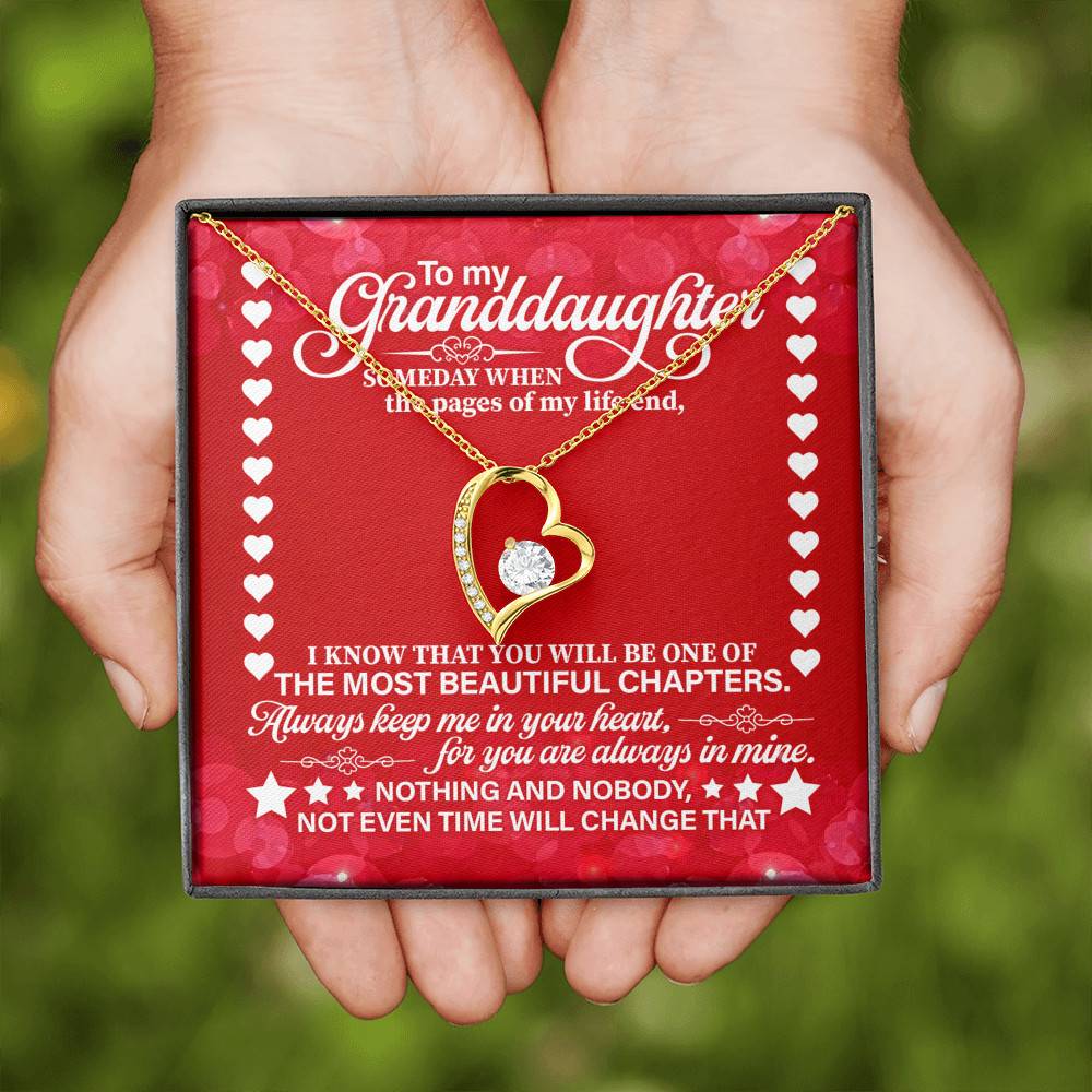 To My Granddaughter Someday When the Pages of My Life End Forever Love Pendant Necklace