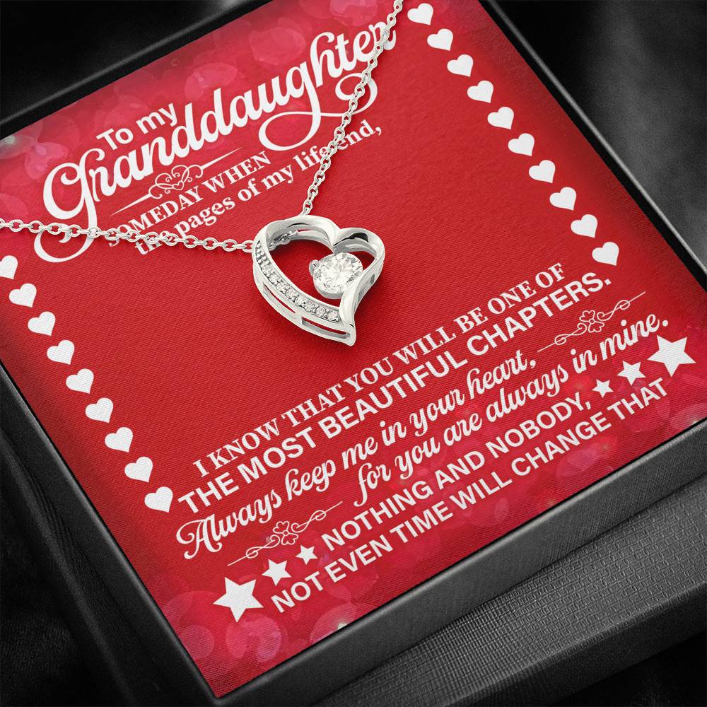 To My Granddaughter Someday When the Pages of My Life End Forever Love Pendant Necklace