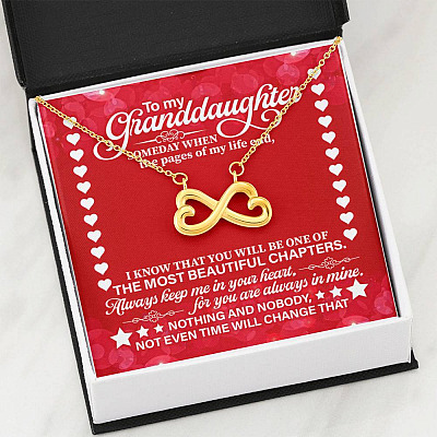 To My Granddaughter Someday When the Pages of My Life End Infinity Heart Pendant Necklace