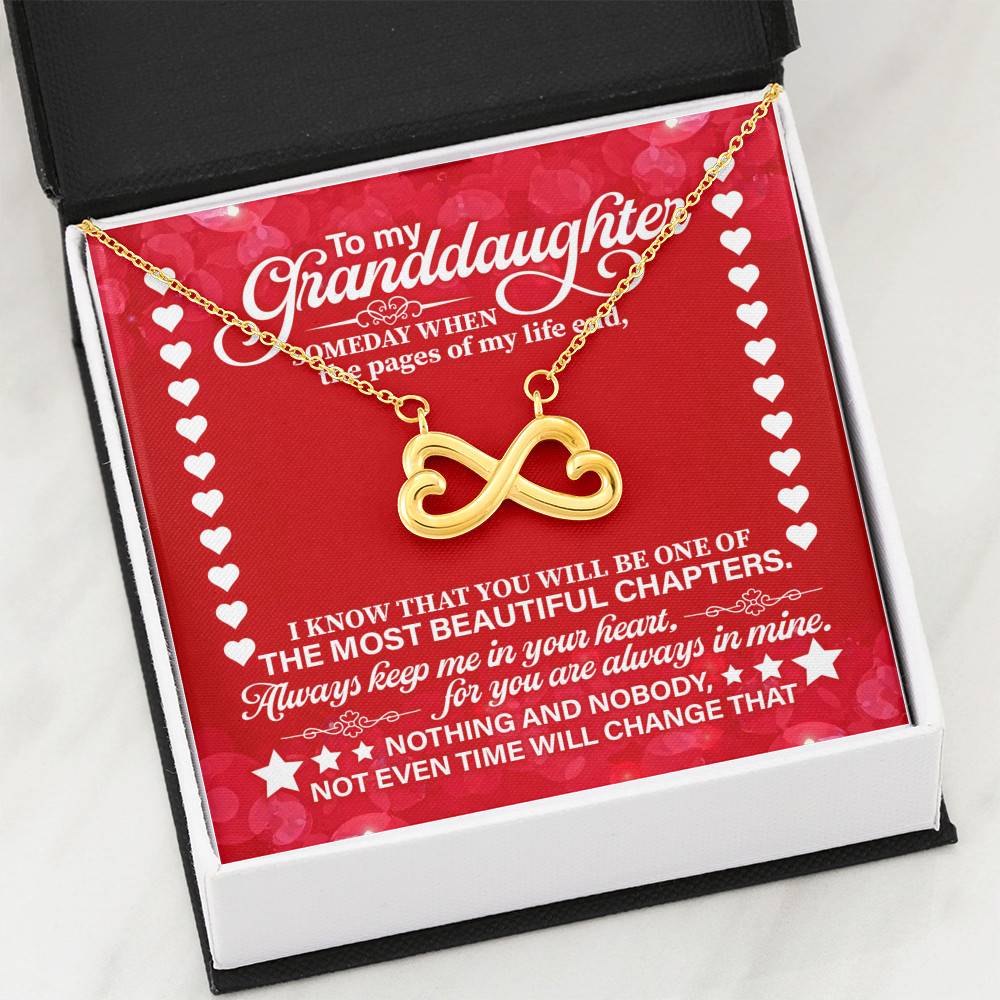 To My Granddaughter Someday When the Pages of My Life End Infinity Heart Pendant Necklace
