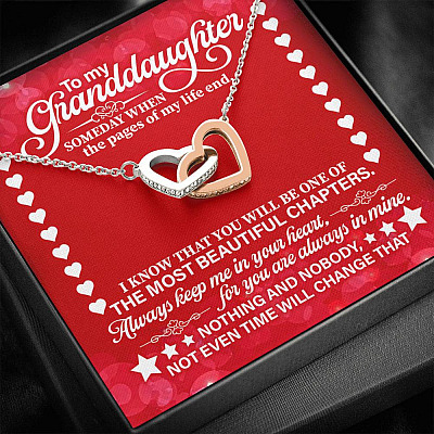 To My Granddaughter Someday When the Pages of My Life End Interlocking Hearts Necklace