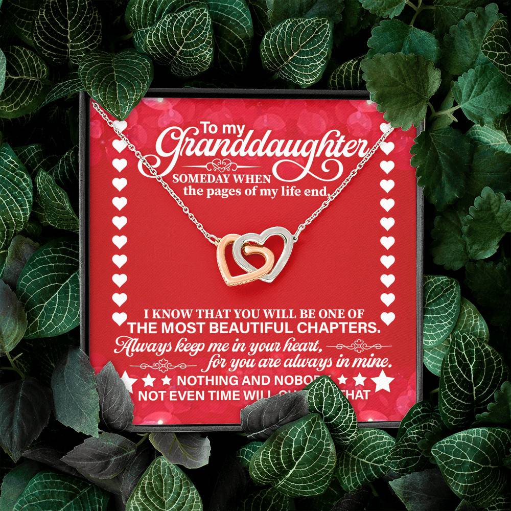 To My Granddaughter Someday When the Pages of My Life End Interlocking Hearts Necklace