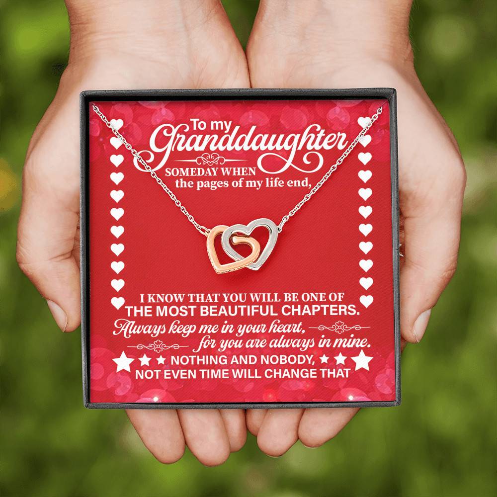 To My Granddaughter Someday When the Pages of My Life End Interlocking Hearts Necklace