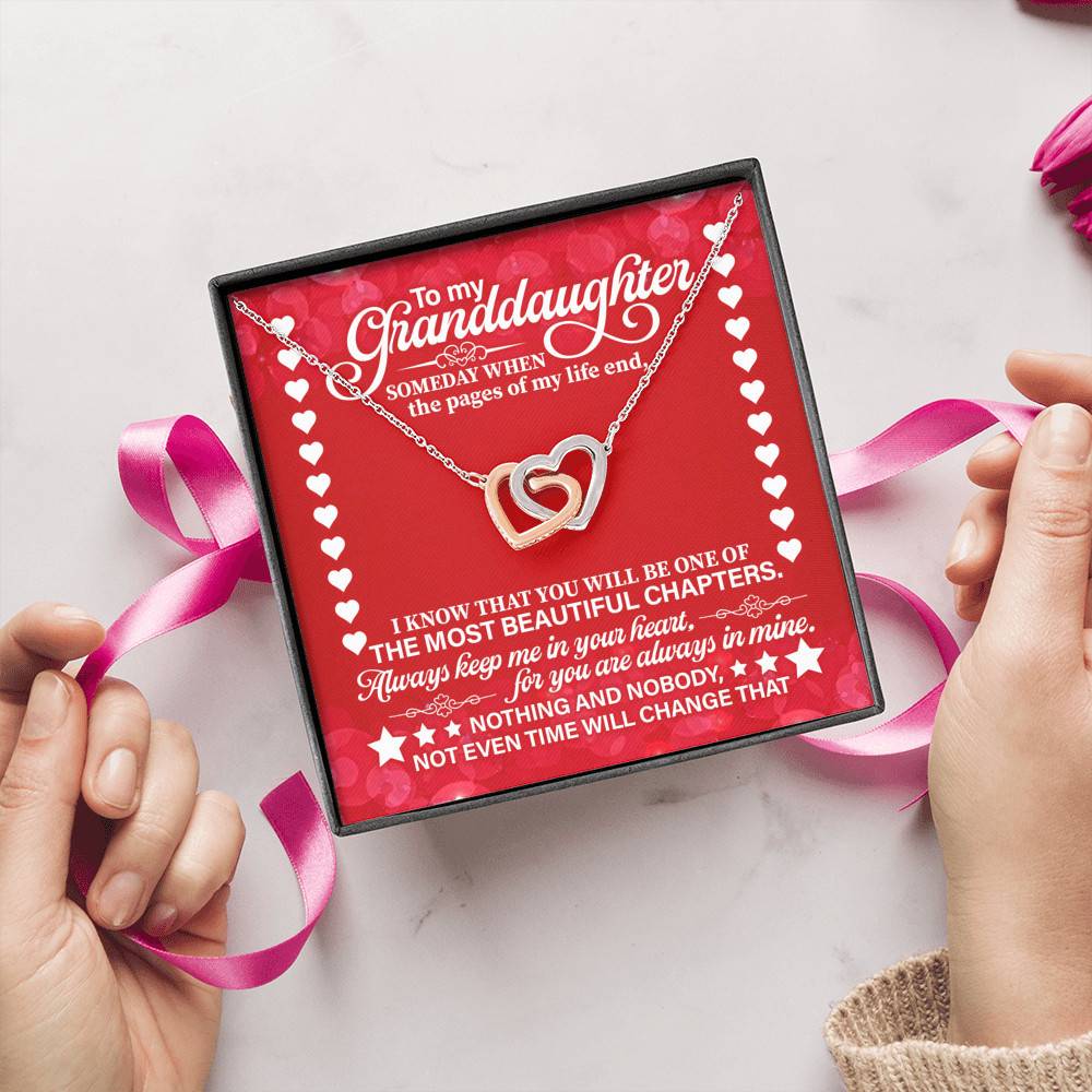 To My Granddaughter Someday When the Pages of My Life End Interlocking Hearts Necklace
