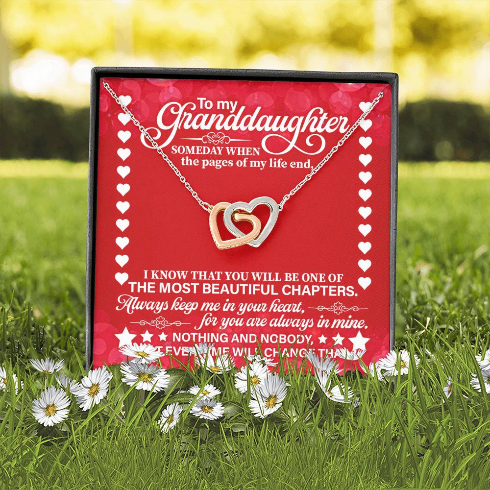 To My Granddaughter Someday When the Pages of My Life End Interlocking Hearts Necklace