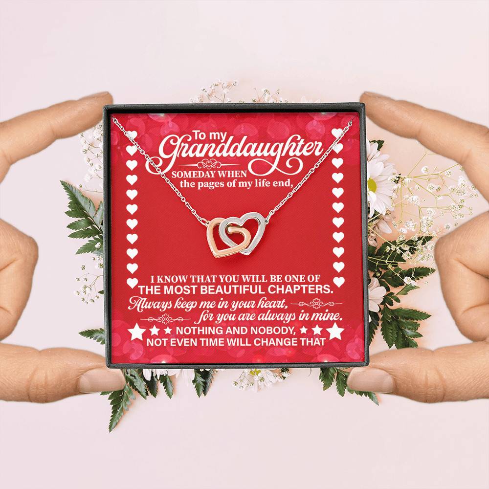 To My Granddaughter Someday When the Pages of My Life End Interlocking Hearts Necklace