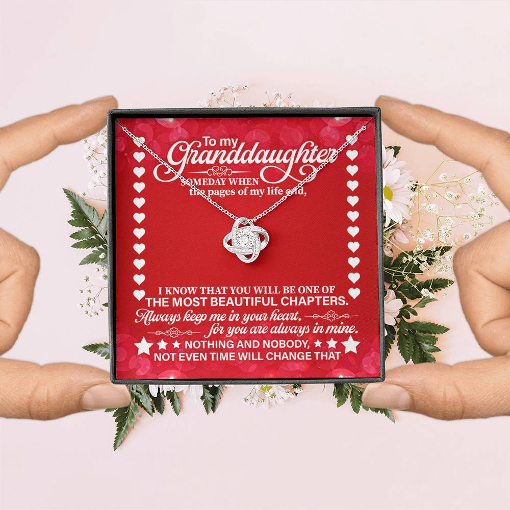 To My Granddaughter Someday When the Pages of My Life End Love Knot Necklace