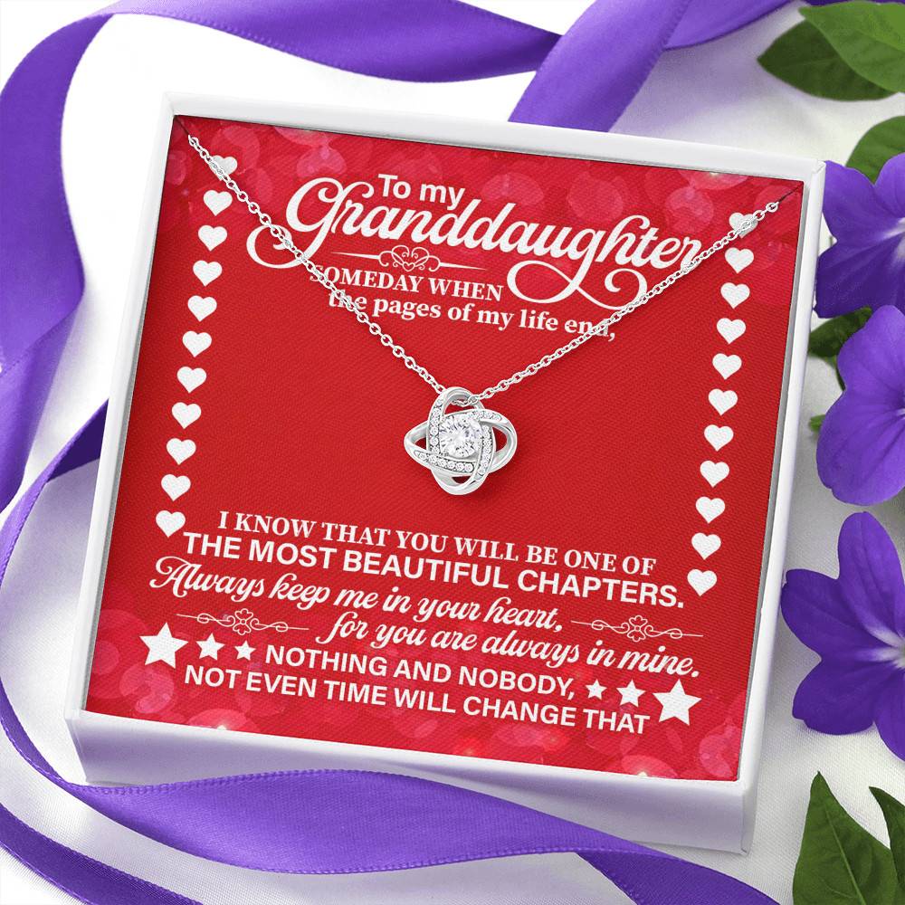 To My Granddaughter Someday When the Pages of My Life End Love Knot Necklace