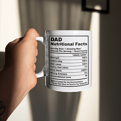 Alternative view of Father's Day Gift Dad Nutritional Facts Coffee Mug - Water Bottle - Beer Stein - Color Changing Mug