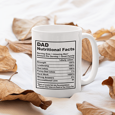 Father's Day Gift Dad Nutritional Facts Coffee Mug - Water Bottle - Beer Stein - Color Changing Mug