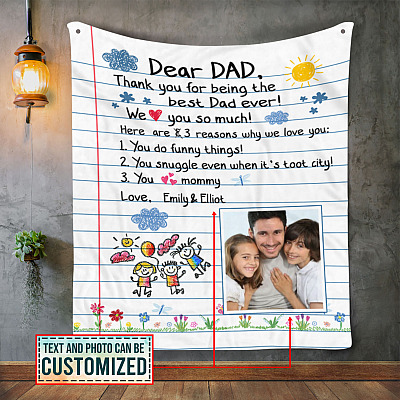 Custom Photo Fathers Day Gift Thank You for Being the Best Dad Fleece Blanket - Sherpa Blanket