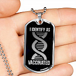 I Identify As Vaccinated Funny Pro Vaccine Dog Tag Pendant Necklace - Funny Vaccinated Gifts