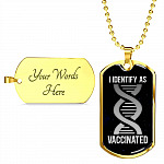I Identify As Vaccinated Funny Pro Vaccine Dog Tag Pendant Necklace - Funny Vaccinated Gifts