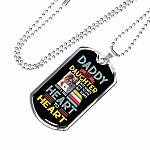 Personalized Photo Daddy and Daughter Not Always Eye to Eye but Always Heart to Heart Dog Tag Pendant Necklace