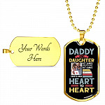 Personalized Photo Daddy and Daughter Not Always Eye to Eye but Always Heart to Heart Dog Tag Pendant Necklace