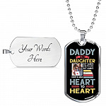 Personalized Photo Daddy and Daughter Not Always Eye to Eye but Always Heart to Heart Dog Tag Pendant Necklace