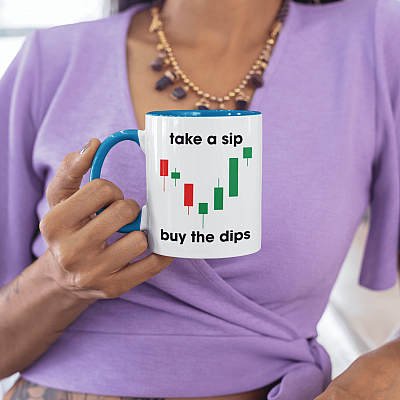 Alternative view of Take A Sip Buy The Dips Accent Mug - Stock Market Accent Mug - Stock Chart Accent Mug