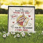 To My Smokin' Hot Lady You're The Only Buns For My Wiener I Love You Interlocking Hearts Pendant Necklace