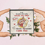 To My Smokin' Hot Lady You're The Only Buns For My Wiener I Love You Interlocking Hearts Pendant Necklace
