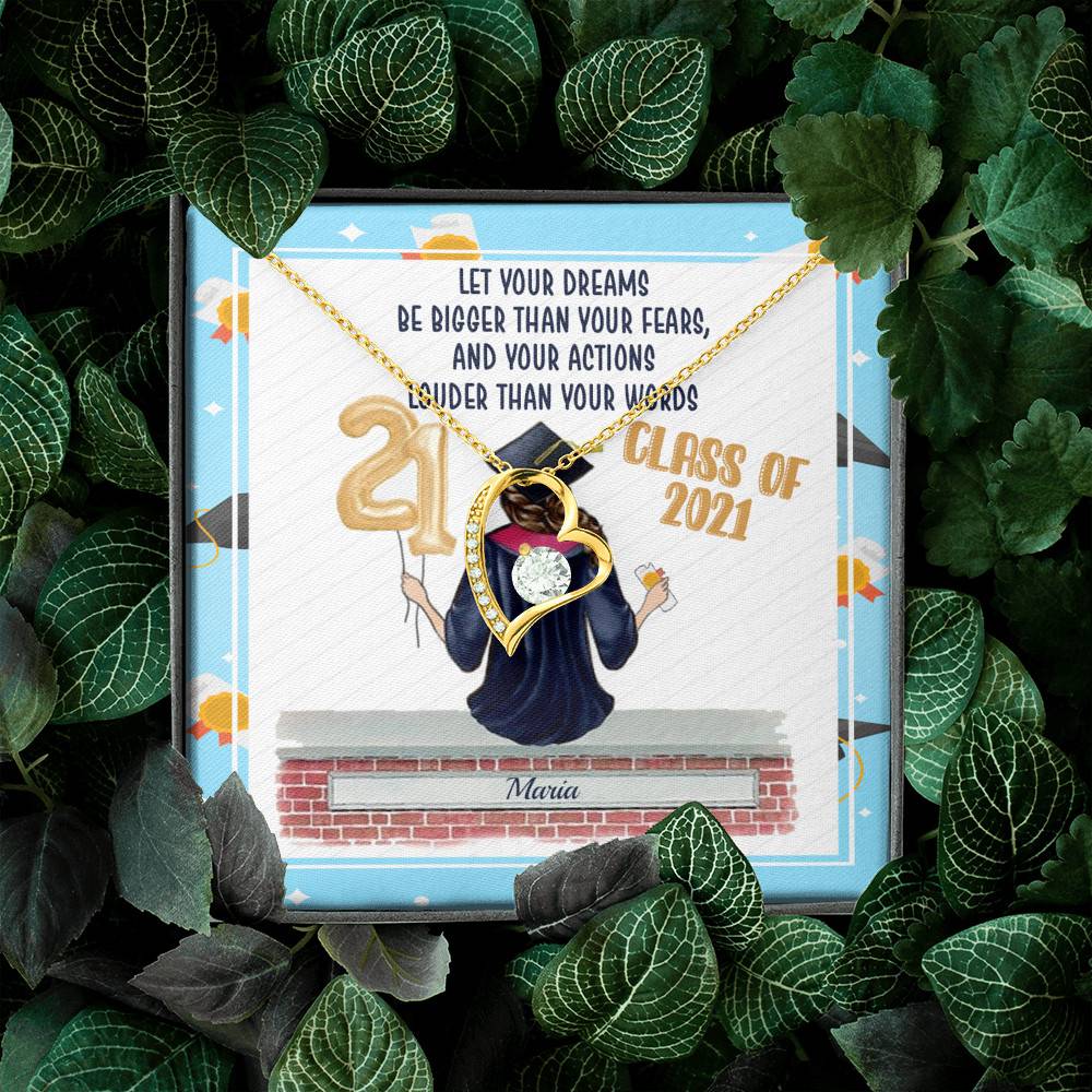 Personalized Graduation Let Your Dreams Be Bigger Than Your Fears Forever Love Pendant Necklace