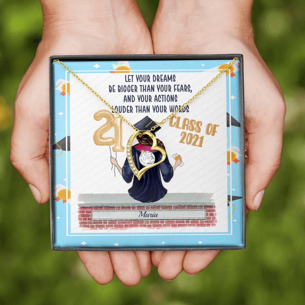 Personalized Graduation Let Your Dreams Be Bigger Than Your Fears Forever Love Pendant Necklace