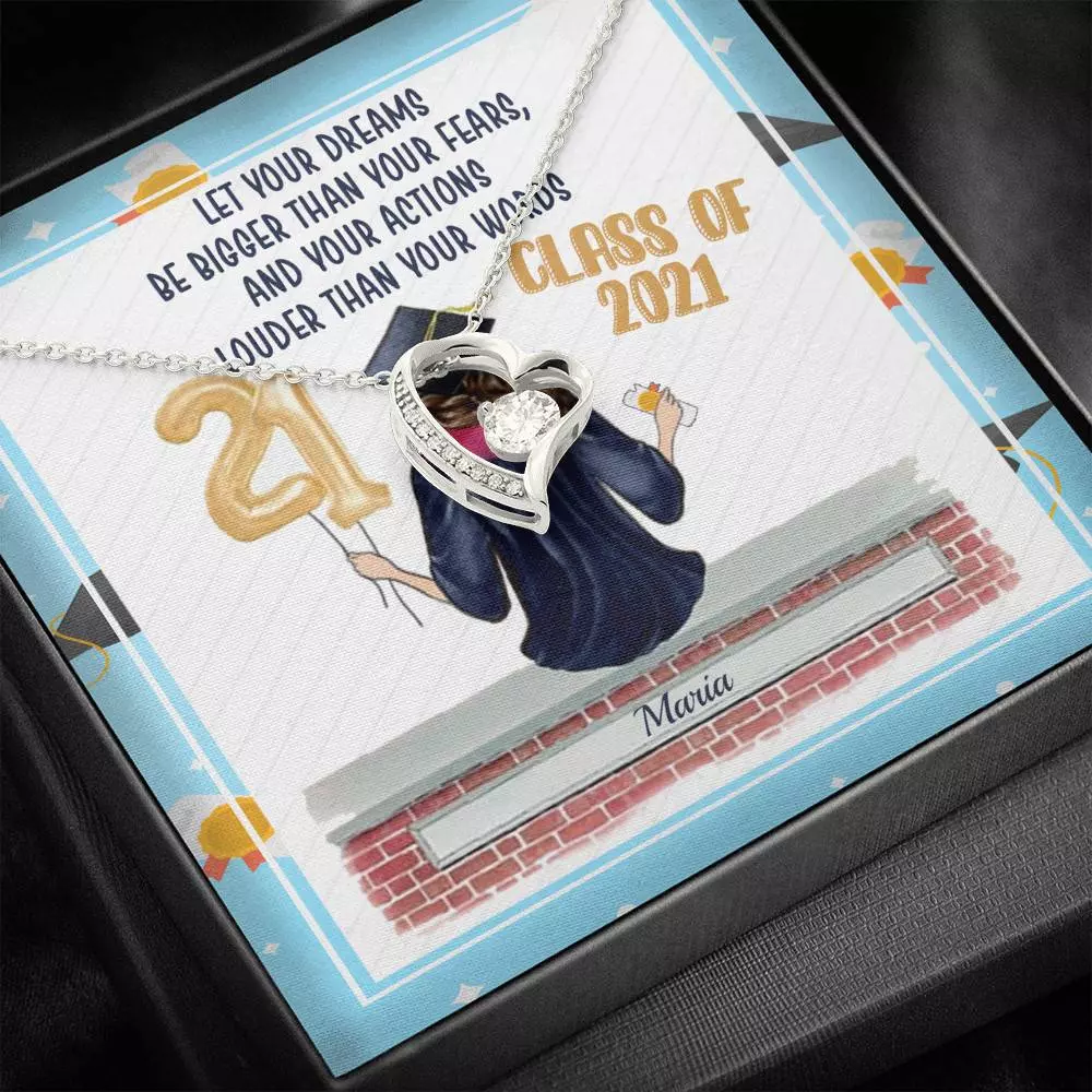 Personalized Graduation Let Your Dreams Be Bigger Than Your Fears Forever Love Pendant Necklace