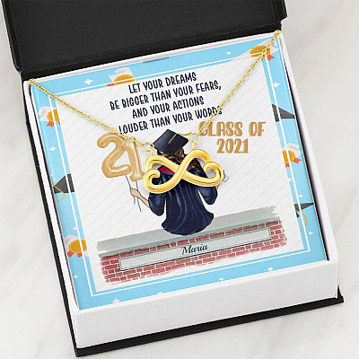 Personalized Graduation Let Your Dreams Be Bigger Than Your Fears Infinity Heart Pendant Necklace