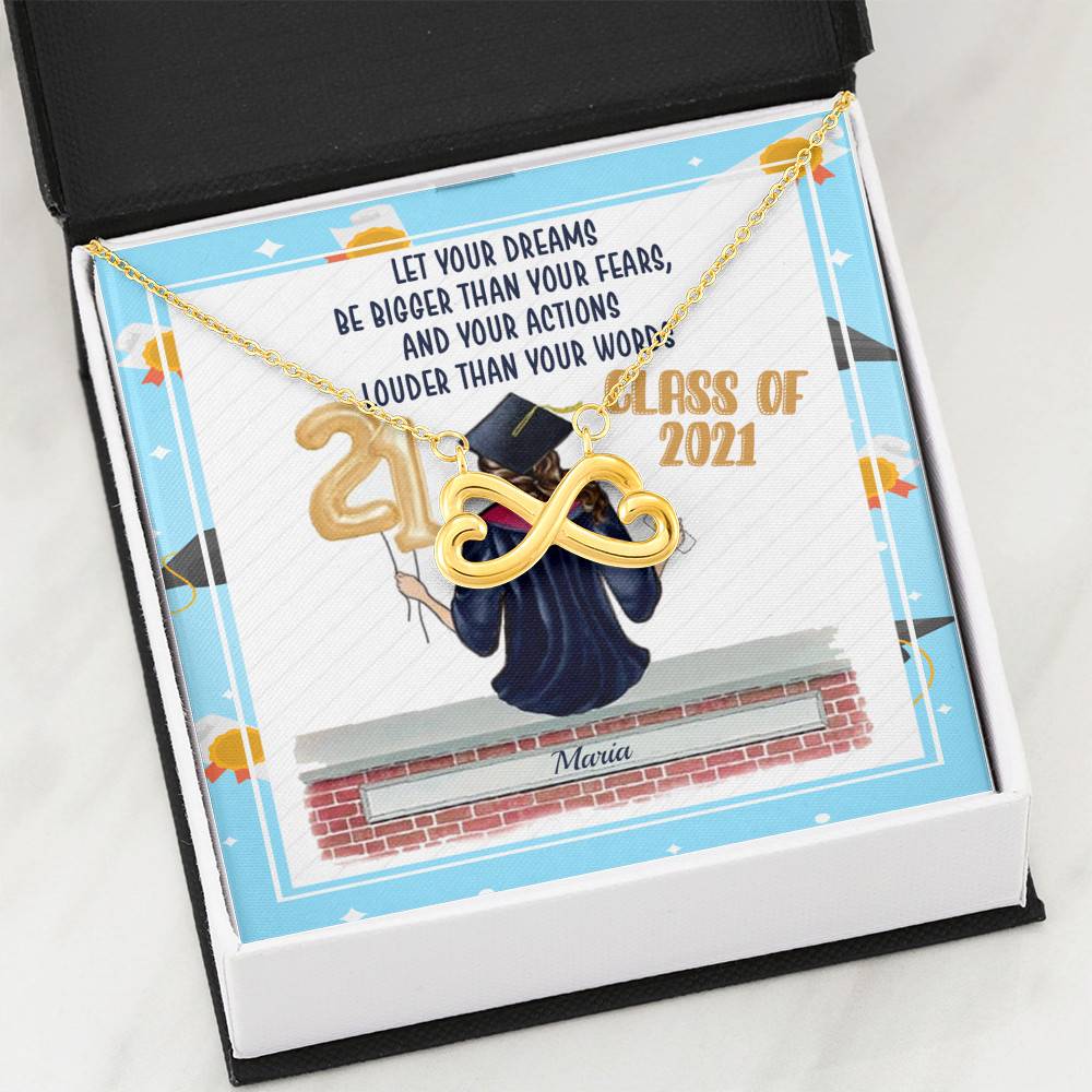 Personalized Graduation Let Your Dreams Be Bigger Than Your Fears Infinity Heart Pendant Necklace