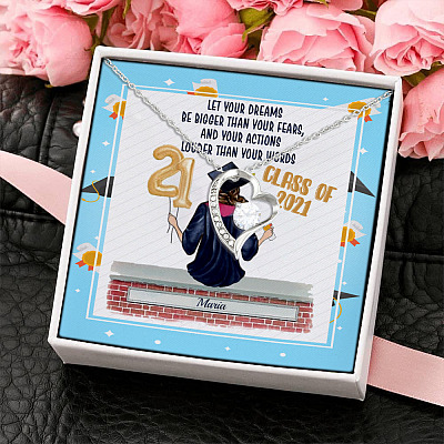 Alternative view of Personalized Graduation Let Your Dreams Be Bigger Than Your Fears Forever Love Pendant Necklace