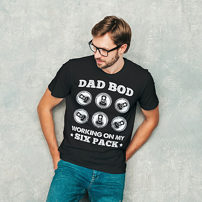 Alternative view of Dad Bod Working On My Six Pack Funny Dad Beer T-Shirt - Beer Dad Gifts