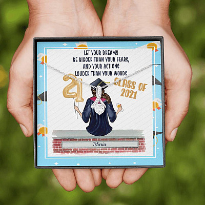 Personalized Graduation Let Your Dreams Be Bigger Than Your Fears Alluring Beauty Necklace